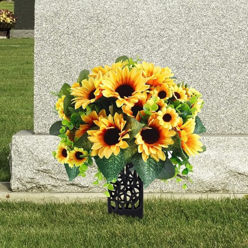 Plast kirkegård vase til grav svart slitesterk hul blomstervase anti deformert blomsterholder med lang pigg hage vase