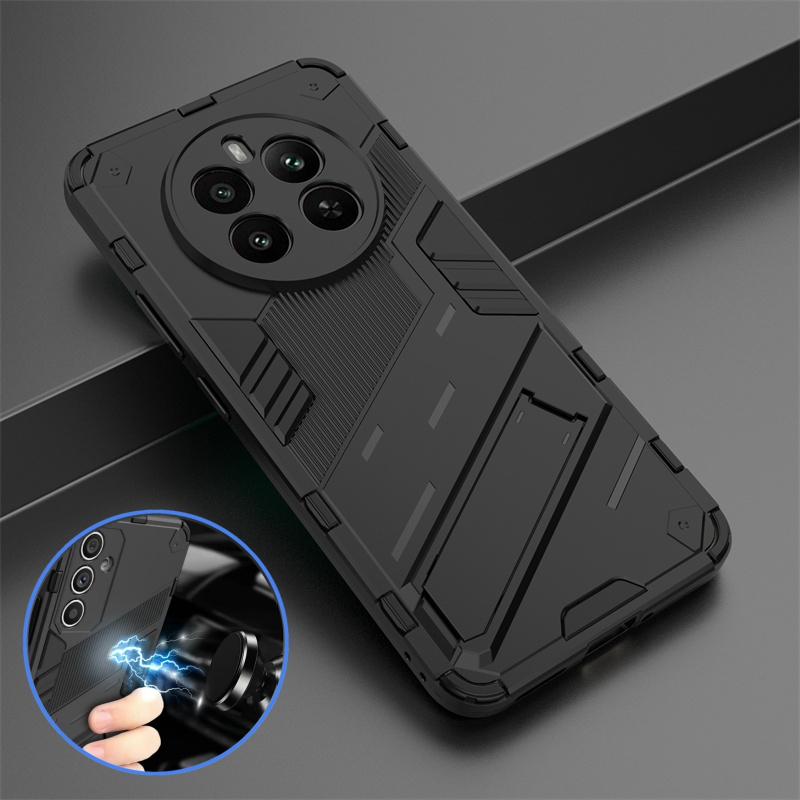 Voor Realme 12 Plus 5G Case Armor Schokbestendige Telefoonhoesjes Voor Oppo Realmi 12 Plus Realme 12 + 5G Magnetische Autohouder Stand Cover
