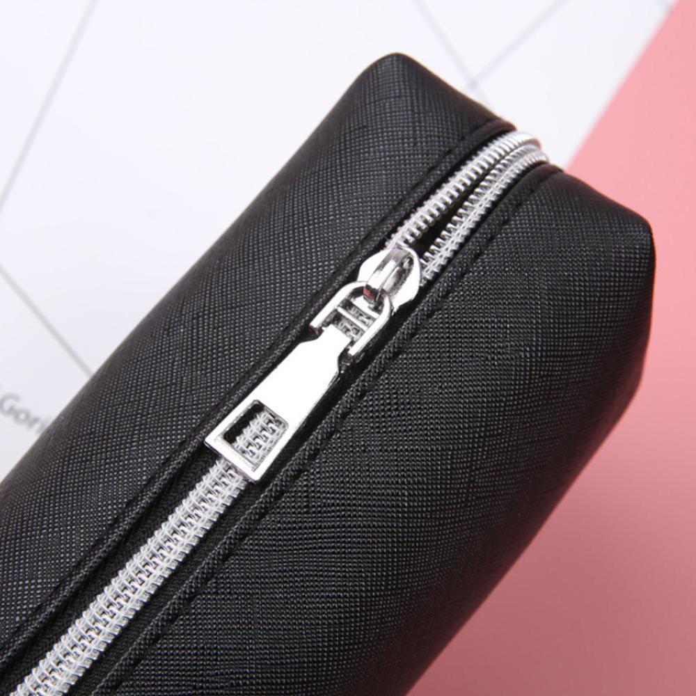 Black Pencil Case For Girls School PU Leather Big Capacity Pencil Bag Pencil Case School Supplies Stationery