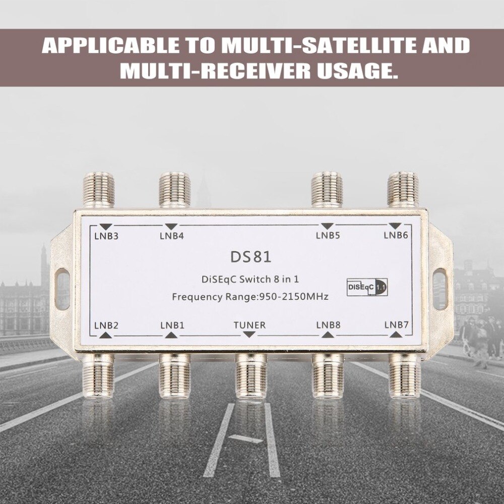 DS81 8 in 1 Satellietsignaal DiSEqC Switch LNB Ontvanger Multischakelaar Zware Zink gegoten Chrome Behandeld