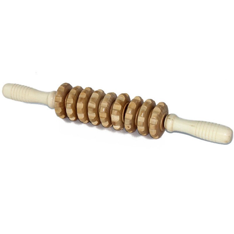Yoga Meridian Rod Nine Fine Wheel Shaft Whole Body Massage Roller Pounded Waist Back Massage Neck Leg Wooden Massager