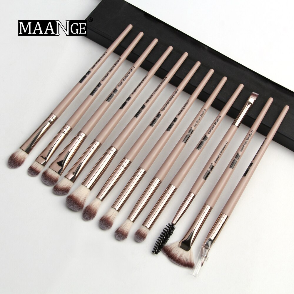 Make-Up Kwasten 12Pcs Eye Make-Up Kwasten Set Met Cosmestic Tas Oogschaduw Blending Make Up Borstel Voor Make-Up Beauty gereedschap Kit: 12pcs Skin