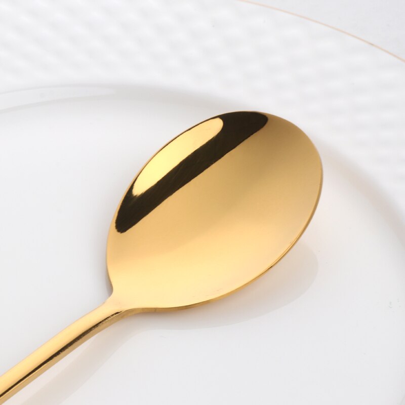 2PCS Rose Gold Colorful Coffee Spoon Stainless Steel Long Handle 8 Color Korean Mixing Spoons Set Dessert Long Ice Kitchen Scoop