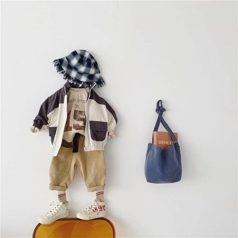 Lente Koreaanse Stijl Kinderen Jongens Meisjes Jas Casual Stijl Patchwork Uitloper Kinderen Mode Kleding E3997