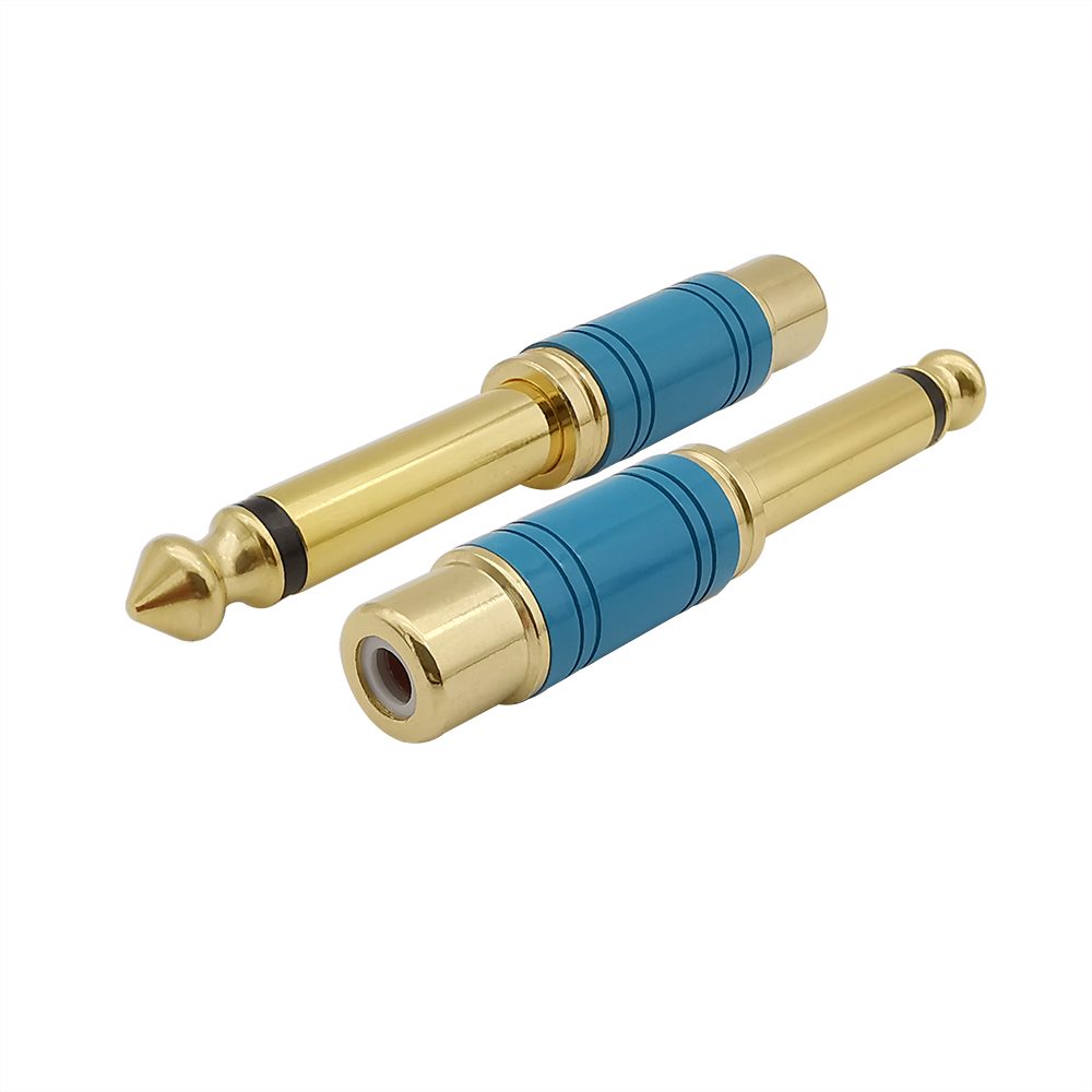RCA 6,35mm Mono macho enchufe a RCA hembra Jack adaptador de altavoz conector convertidor conector Jack conector de Audio