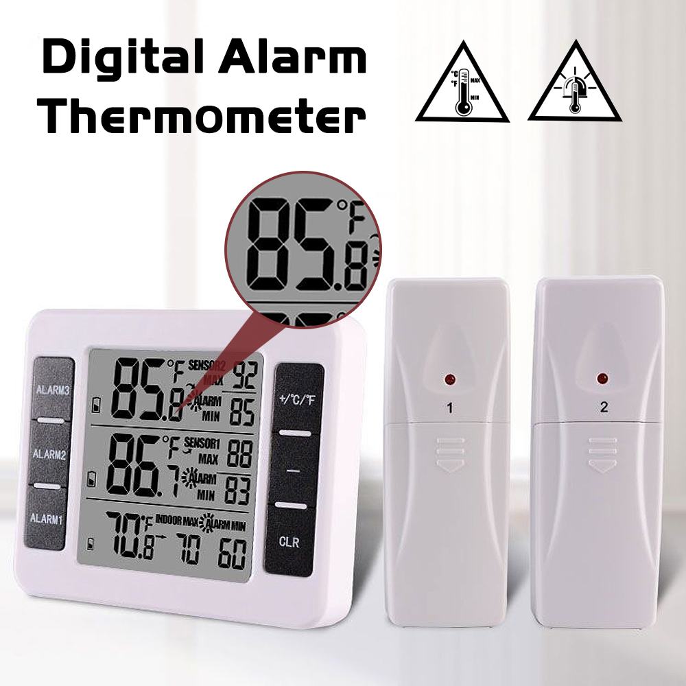 Wireless Weather Station Sensor Alarm Thermometer Digital Indoor Outdoor Thermometers Electronic Refrigerator Thermometer
