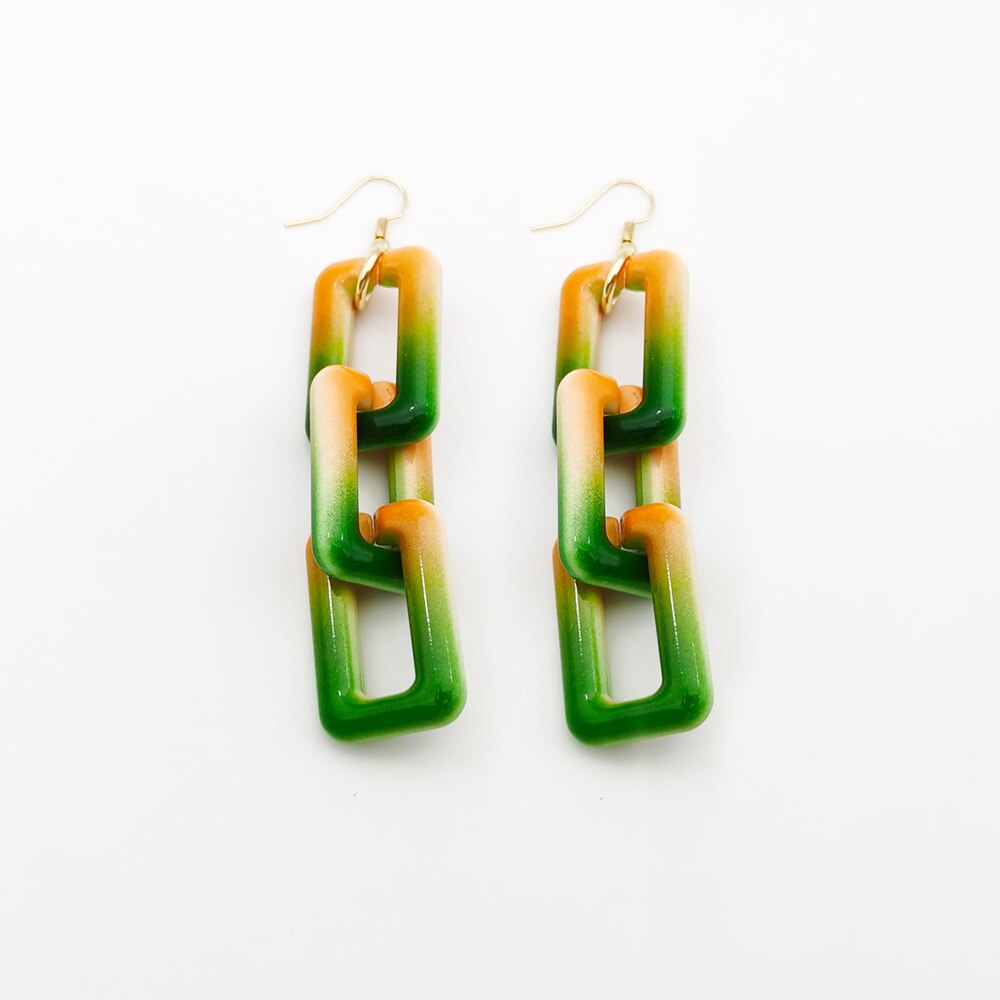 Necklaces Colorful Plastic Thick Chain Statement Choker Collar Necklace Hip Hop Night Club Jewelry For Women: green earring-2
