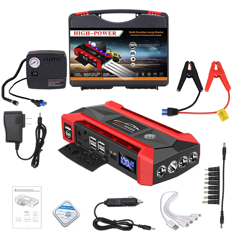 Chargeur de batterie de voiture portable, démarreur automatique pour diabétique, booster de démarrage d'urgence, alimentation, or, diesel, 12V, 30000mAh