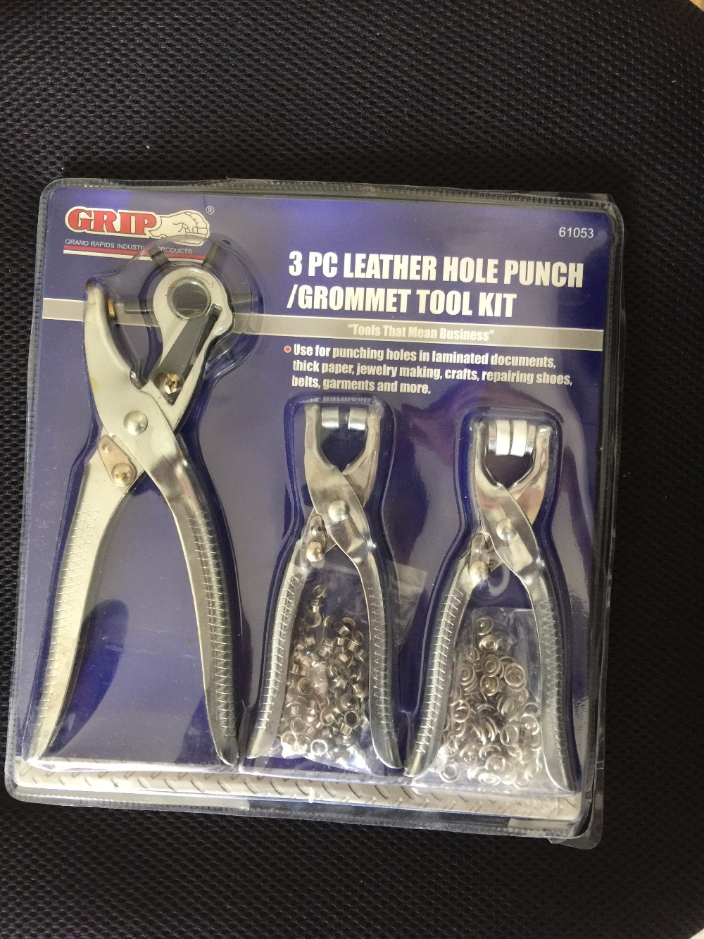 3 pcs leather hole punch / grommet tool kit / press snap button plier