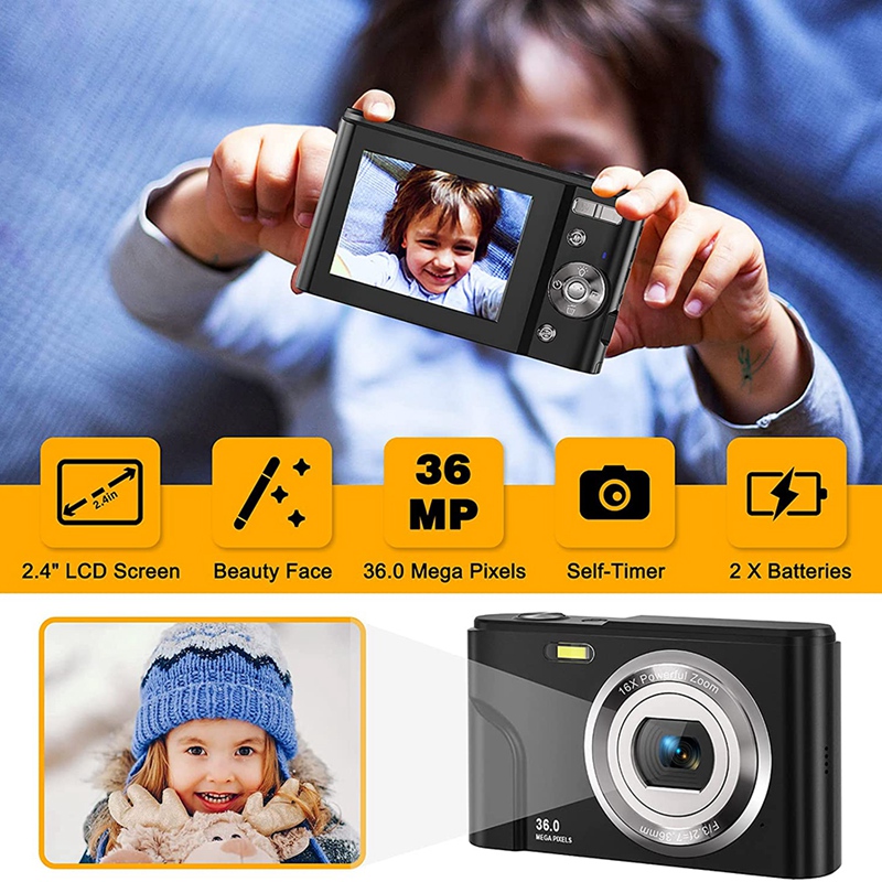 Digital Camera 36 Mega Pixels Camera 1080P Vlogging Camera Portable Camera With 16X Digital Zoom For Kids