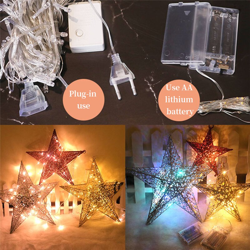 Decoración Para árbol de Navidad, adornos para escaparate de Navidad, luces de estrellas, brillantes, escaparates para ventana, suministros para en casa, 1x20CM
