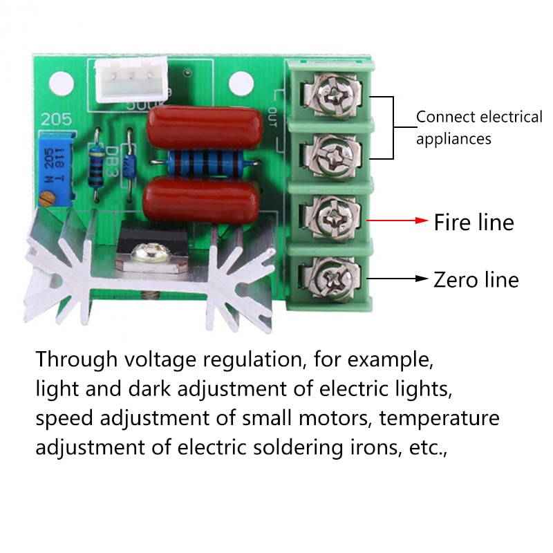 Ac 220v regler led dimmen dimmer 2000w motorhastighedsregulator modul m/potentiometer spændingsregulator