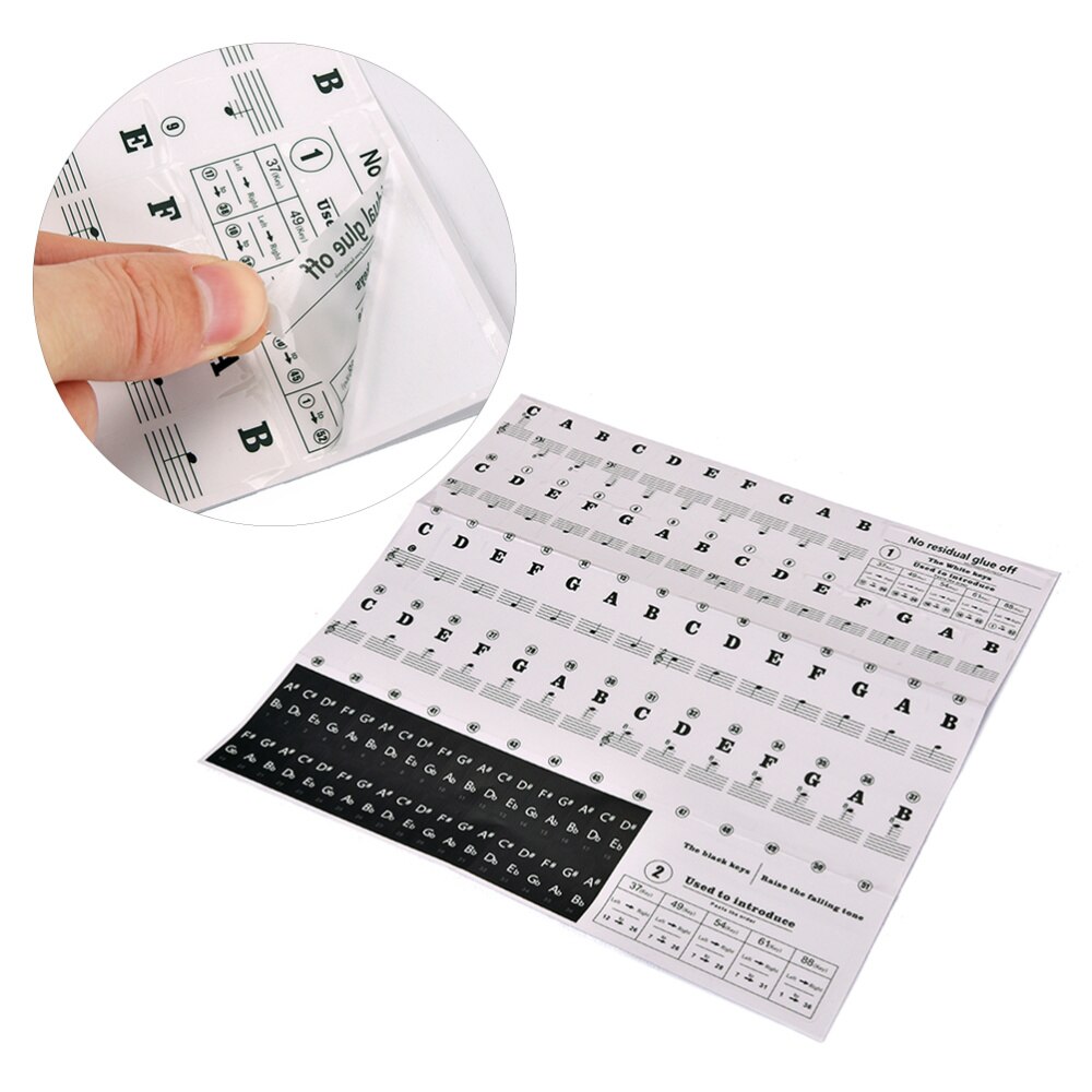 1pc Protective Stickers Transparent Piano Notation Sticker Piano Keyboard Stickers Piano Decals for Piano Enthusiast