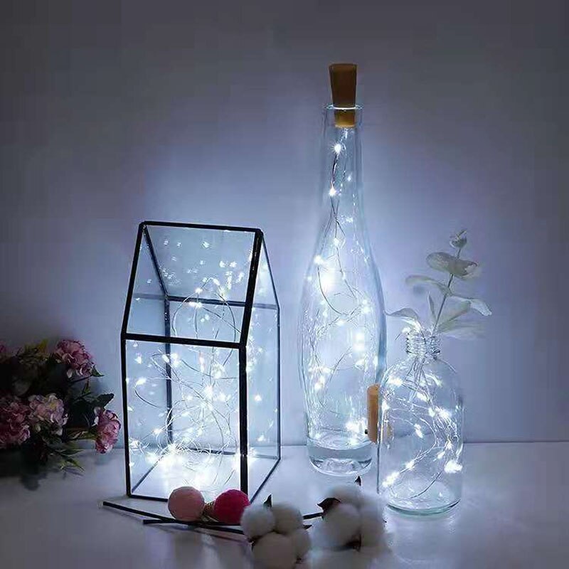Guirnalda de luces LED con corcho para botella de vino, guirnalda de luces alimentadas por batería, decoración para de Navidad, boda y Bar, 6 uds.