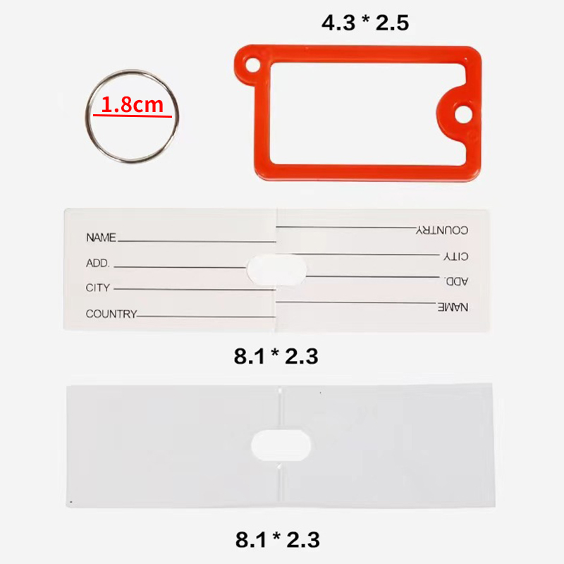 10-50 Uds etiquetas para llaves 4,3x2,5 cm etiquetas para llavero de plástico con etiquetas de papel en blanco cubiertas transparentes y anillos divididos para llaveros DIY
