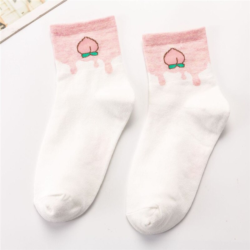Kevät ja kesä unisex hauska sarjakuva banaanisukat harajuku cool rullalauta sokken art puuvilla hipsteri iloiset hedelmäsukat: 12