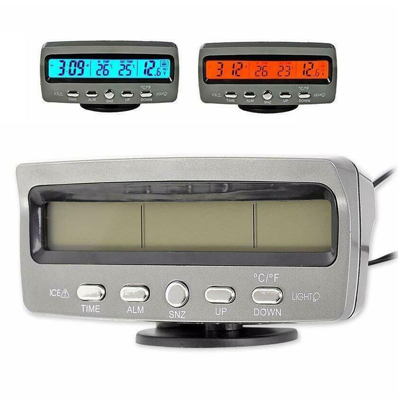 Universal Car LED Digital Display Voltmeter Clock Indoor Outdoor Thermometer 12V Auto Boat Car Monitor Display Voltmeter