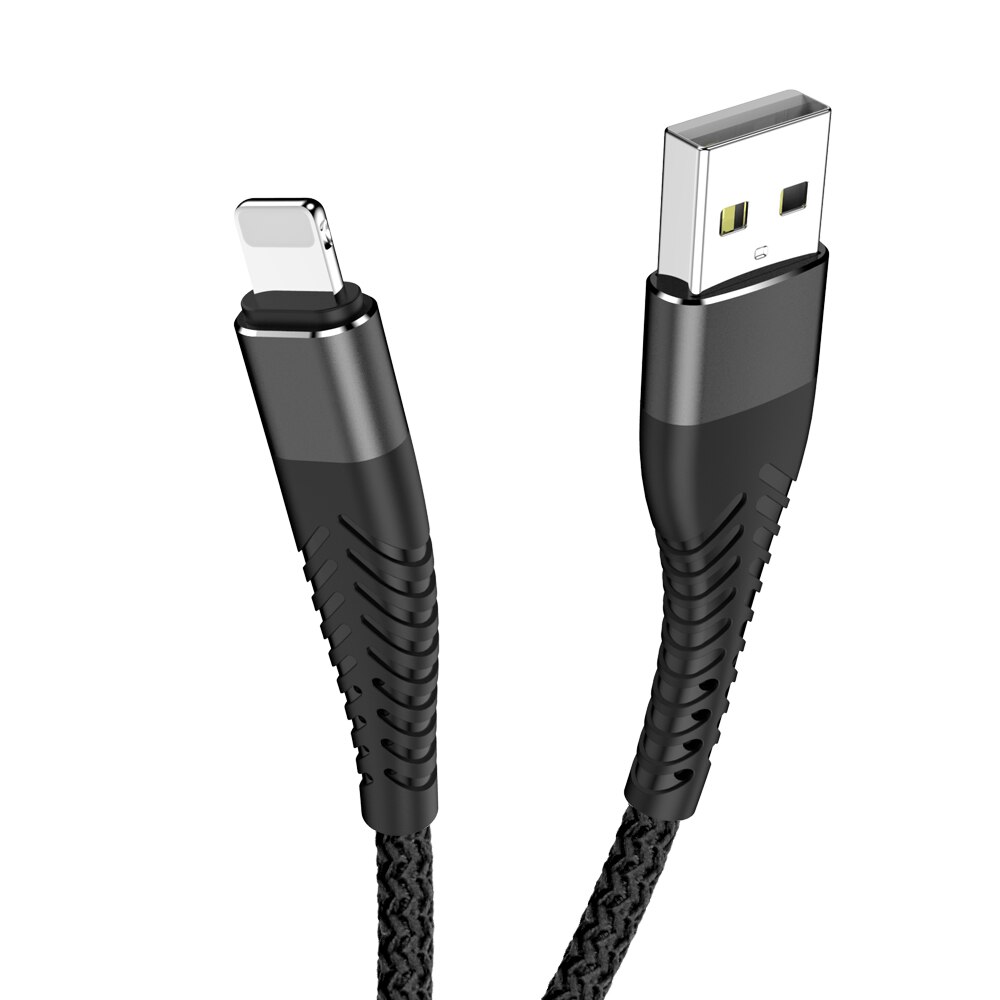 1m 2m 3m usb oplader kabel dataledning til apple iphone 7 8 plus 10 11 pro x xs max 5 6 s 5s 6s hurtig opladning oprindelse lang telefonledning: Sort / 1m