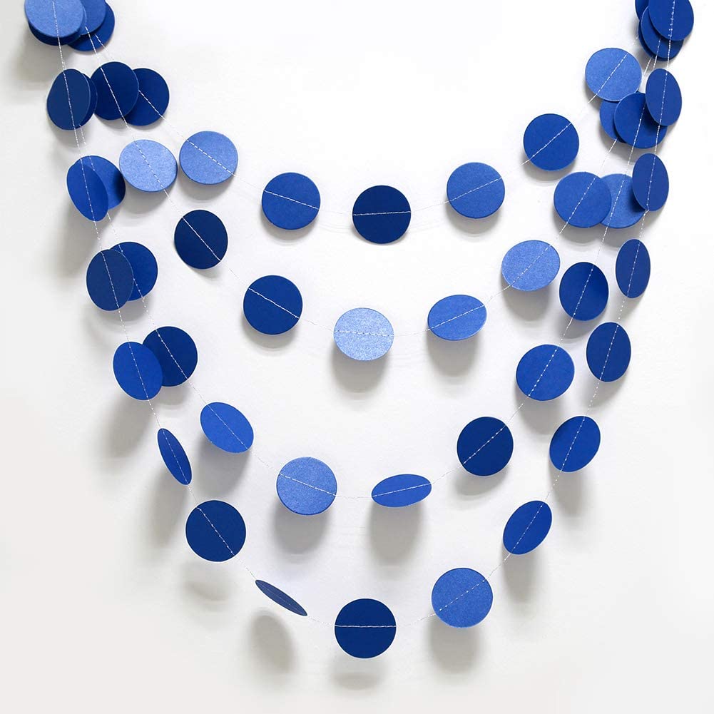 Royal Blue Paper Circle Garland Hanging Boy Kids Ocean Themed Hanging Birthday Party Banner Backdrop Baby Shower Wall Decoration: Royal Blue