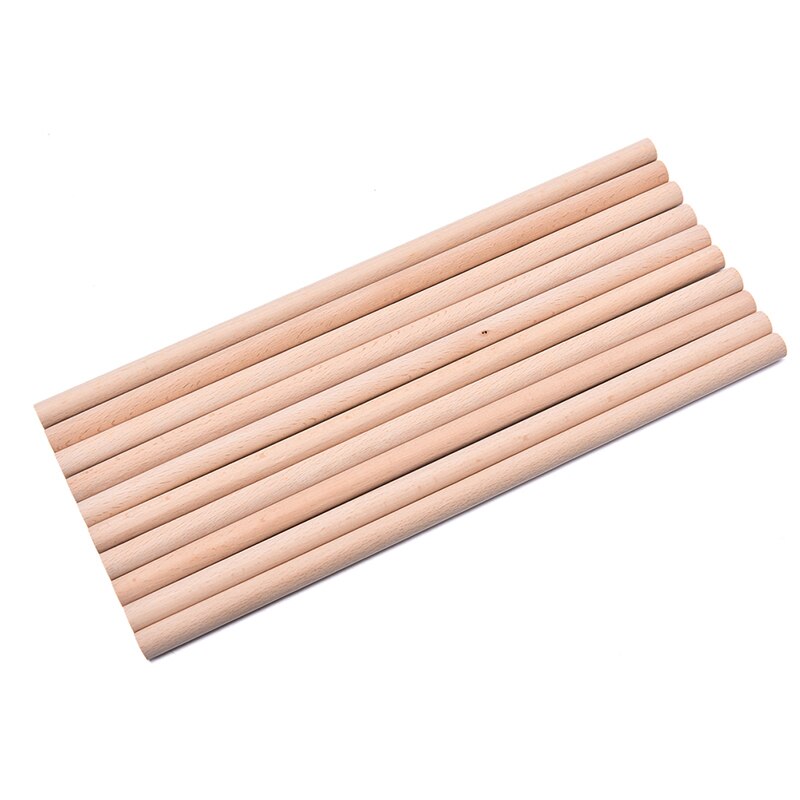 Barras de madera de haya Natural de 8mm/10mm/12mm de diámetro, espiga de madera Premium duradera para manualidades de construcción, modelo de carpintería, 10 uds.: 30CMX12MM