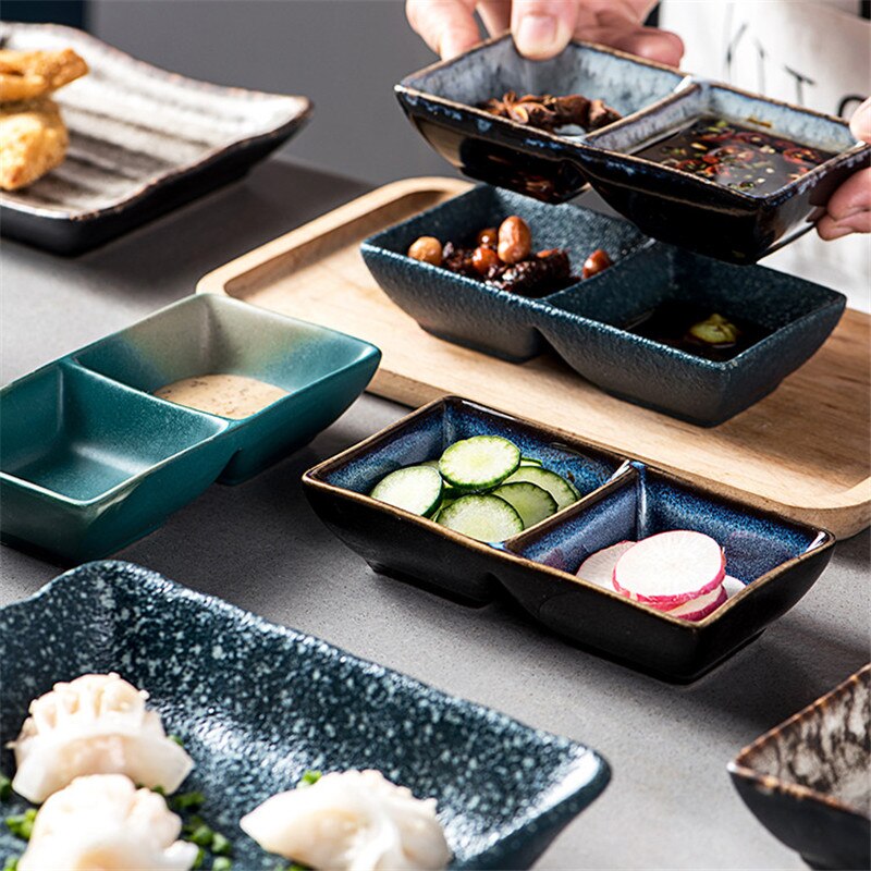 Japanse Keramische Retro Kruiden Saus Schotel Creatieve Boter Mosterd Sushi Azijn Soy Schotel Porselein Schotel Keuken Servies