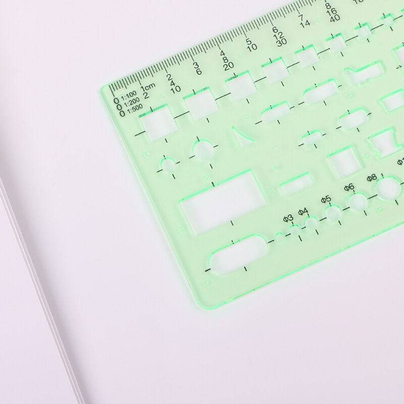 ZHUTING 1 Pc Plastic Building Construction Drawing Stencil Template Ruler Clear Green Plastic