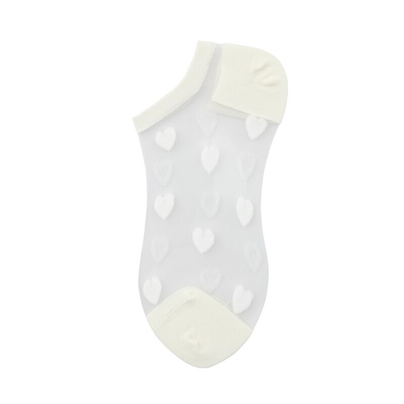 Kvinder sokke hjemmesko farve sommer stil tynde kvinder søde gennemsigtige ankelstrømper kvinder usynlige sokker: Hvid