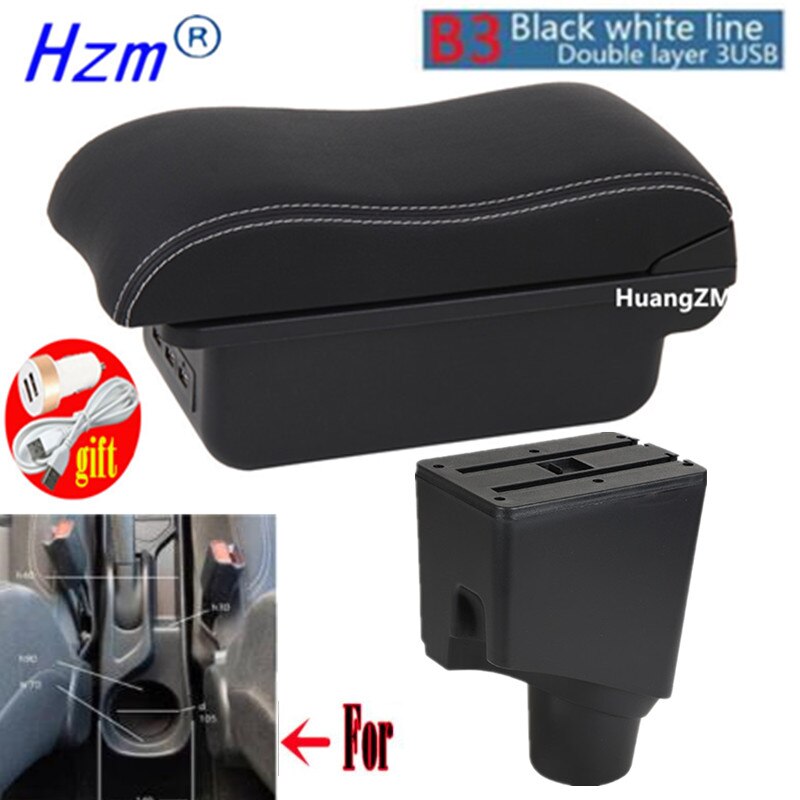 For Toyota Yaris Armrest For Toyota Yaris hybrid Car Armrest box Retrofit parts Interior Storage box USB LED: B style red line