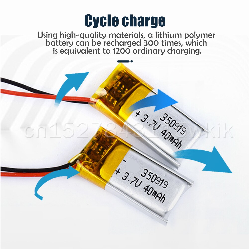 350919 3.7V 50Mah Oplaadbare Lithium Polymeer Li-Po Batterij Voor MP3 MP4 MP5 Dvd Led Bluetooth Oortelefoon speaker Massage Speelgoed Fan