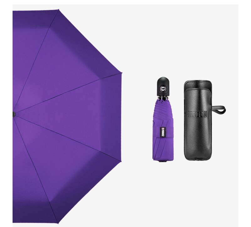 Kompakt bærbar mini automatisk paraply anti-uv parasol ultra let foldbar paraply regn kvinder rejser paraply mand: Lilla