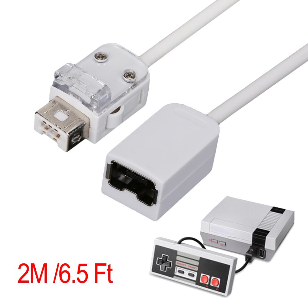 Cable de extensión para mando de Wii, Cable extensible de 2m/6,5 pies para mando de Nintendo Classic Mini NES: Blanco