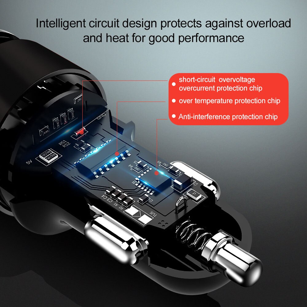 30W Car Charger Quick Charge 4.0 3.0 Universal LED Display Dual USB For iPhone 11 Xiaomi Mobile Phone Charger Fast Car-Charger