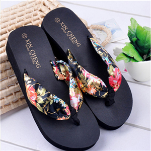 Zapatos mujer bohême chaussures de plage florales plate-forme compensée tongs pantoufles tongs unicornio chaussures pour femmes A3: Black / 38