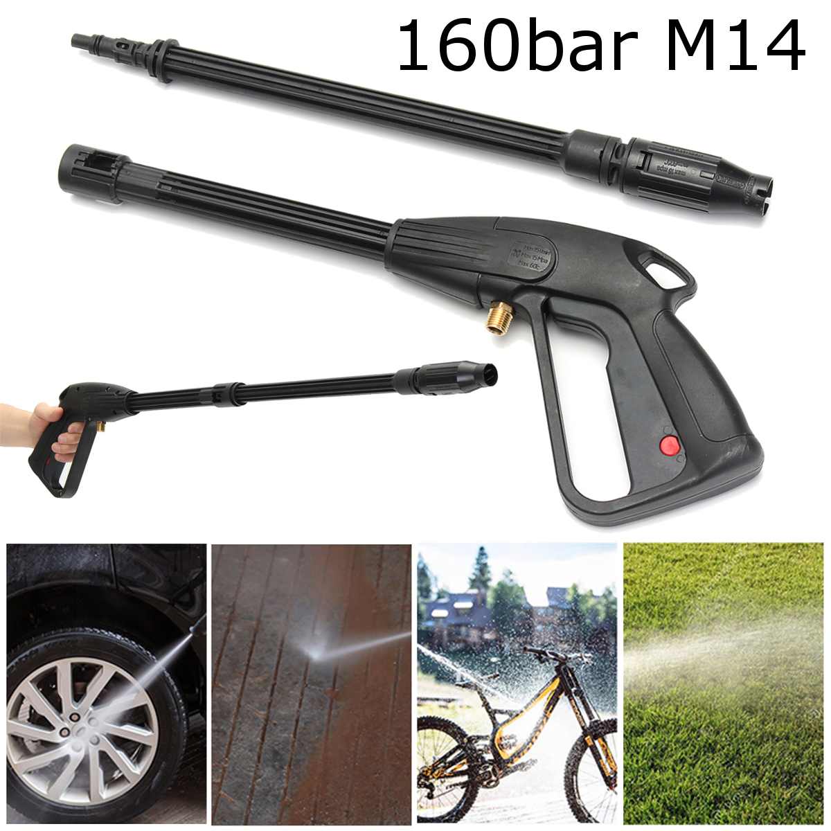 High Pressure Power Washer Spray Nozzle Adjustable Water GunS Home Washing Accessories 160bar M14 for Car Garden Cleaning