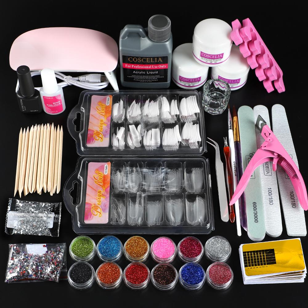 Coscelia Acryl Nail Kit Met Lamp Alle Voor Manicure Gel Nail Kit Professionele Set Gereedschap Voor Manicure Nail Art decoraties