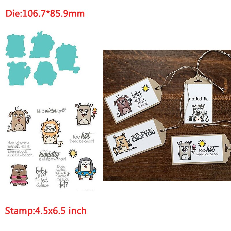 Ensemble d'animaux drôles de petits monstres assortis aux mots tampons et matrices en silicone transparents pour le scrapbooking et la fabrication de cartes d'album photo diy: 10