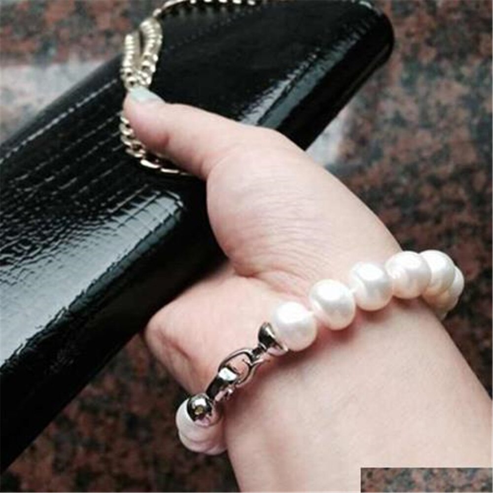 YKNRBPH Women's Exquisite Pearl Bracelet S925 Sterling Silver Bride Weddings Jewelry Charm Bracelets