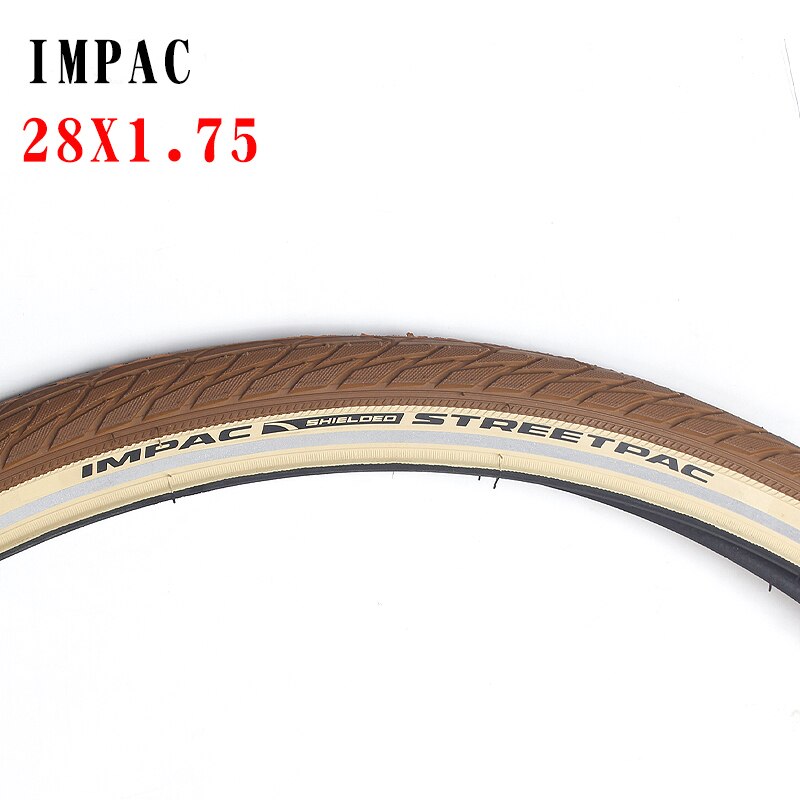 Cykeldæk impac 28 tommer 47-622 ståldæk 28 x 1.75 brun hudfarve kant reflekterende stribe cykeldæk