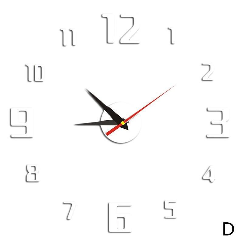 3D Wall Clock Large Acrylic Mirror Clocks Stickers Living Room Accessories Decorative House Clock On The Wall Decoration: D