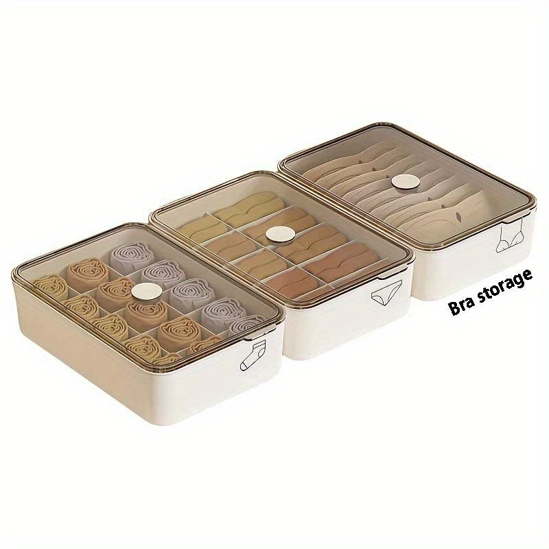 Caja de almacenamiento de ropa interior con tapa transparente, plástico duradero, organizador de guardarropa que ahorra espacio para sujetadores, calcetines, 1 ud.
