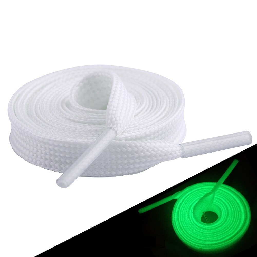 1 Paar Lichtgevende Schoenen Veters 100/120Cm Lengte 1Cm Breed Klassieke Effen Kleur Sport Laarzen Platte Schoenveter schoenen Tackles: WHITE / 100cm