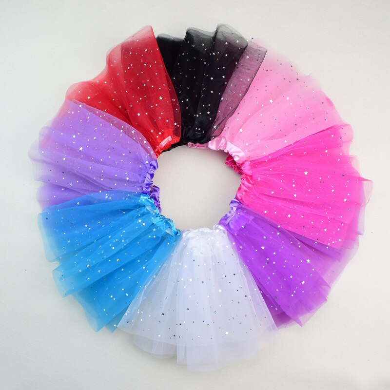 Gnistrande silver tutu kjol danskjol barn prinsesskjol liten lysande stjärna prick dekoration tutu kjol