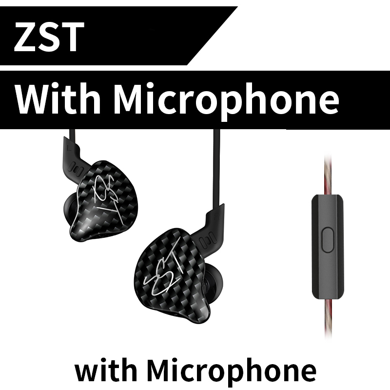 Kz Zst Bluetooth Oortelefoon 1DD + 1BA Driver Dynamische & Anker In Ear Monitors Geluidsisolerende Hifi Muziek Sport Oordopjes headset: Black With mic