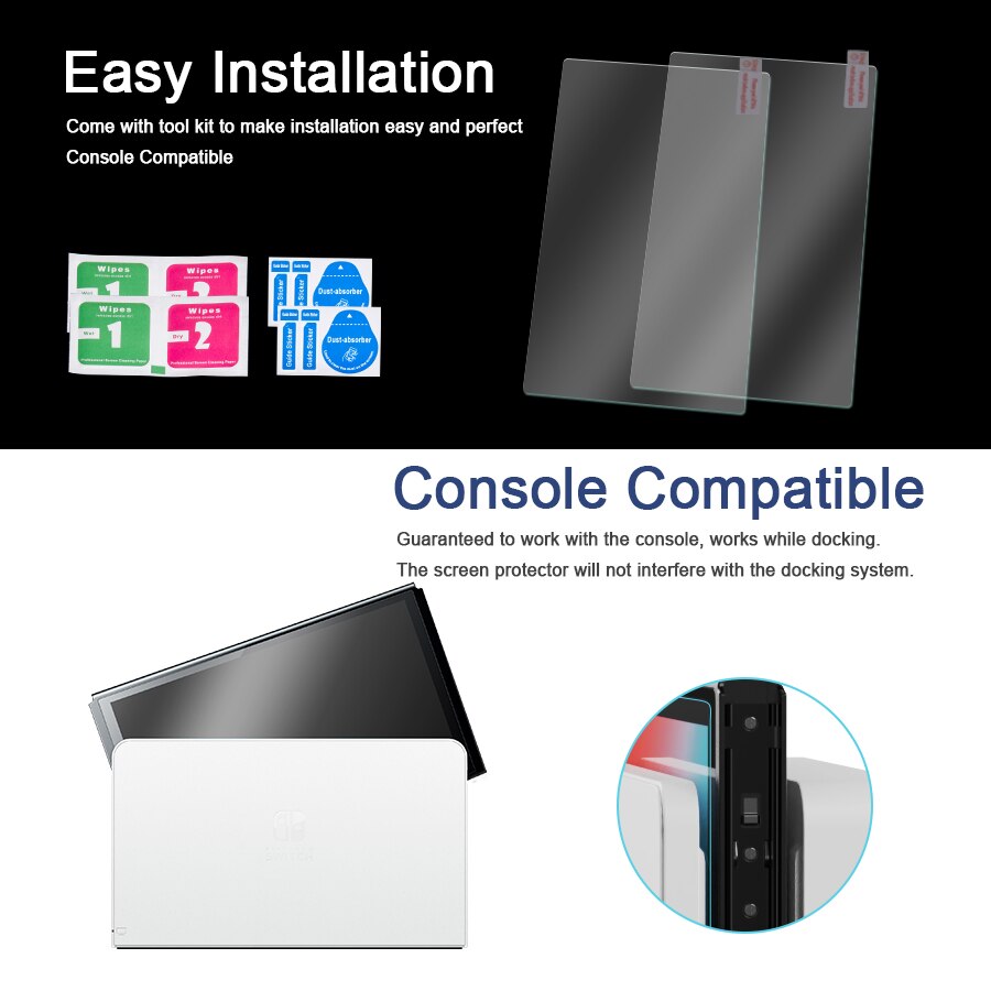 DOBE Gehärtetem Glas 9H HD Bildschirm Schutz Film für Nintendo Schalter OLED Bildschirm Schutz Für N-Schalter OLED spiel Zubehör