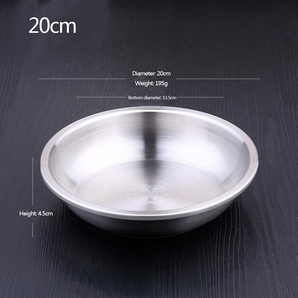 304 stainless steel plate dishes and plates For household cakes, dumplings, salad plates, western dishes, cold dishes: 20cm