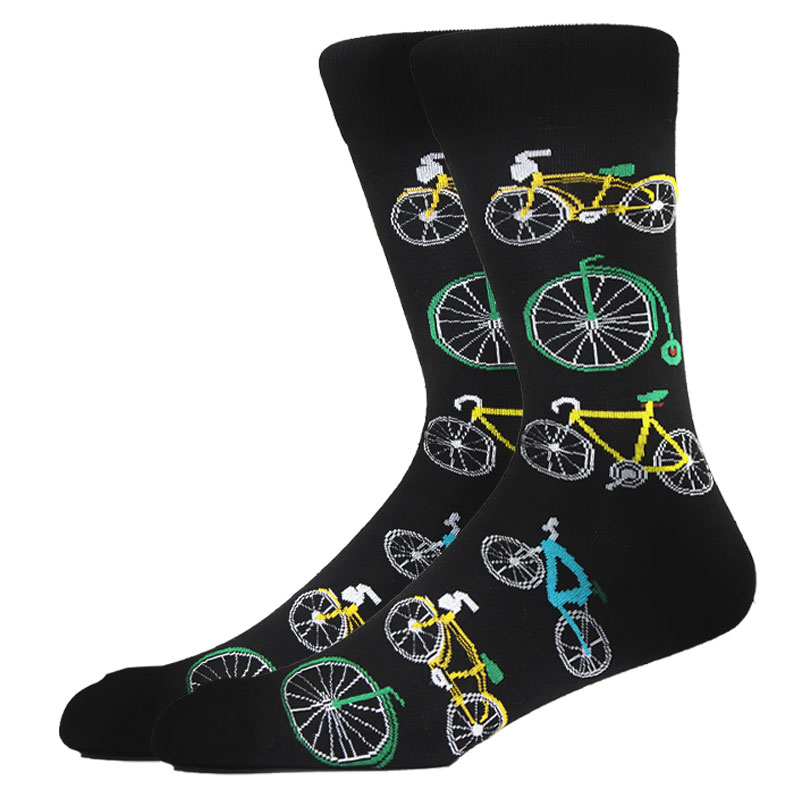 Chaussettes Harajuku pour hommes, motif de couleur artistique, hélicoptère, moto électrique, voiture en coton