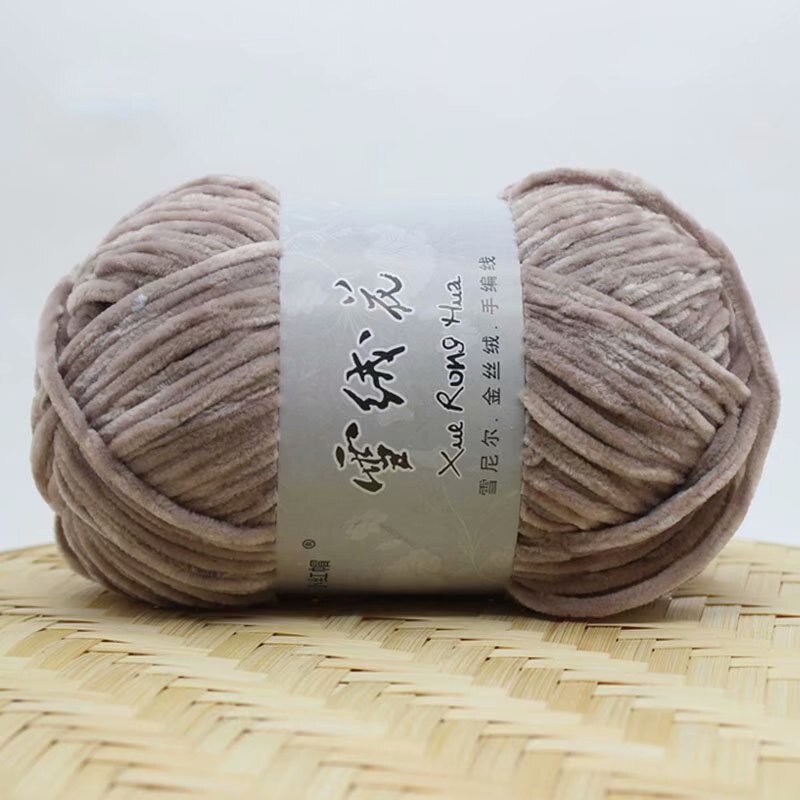 Hilo de terciopelo de chenilla para tejer, lana gruesa y cálida de ganchillo, lana de algodón para bebé, suéter de punto artesanal, 100g por rollo: camel