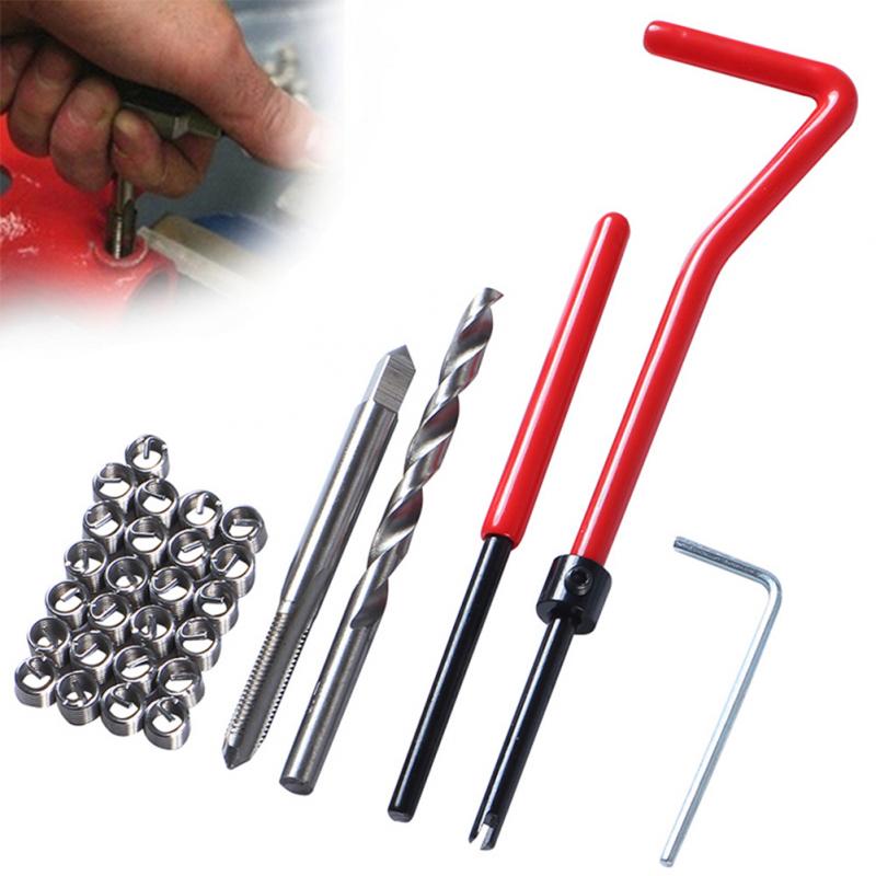 30Pcs Tap Wrench Cutter Repair Kit Hand Tools Red Thread Wire Insert stainless steel small wrench Repairing Tool Kit M5/M6/M8
