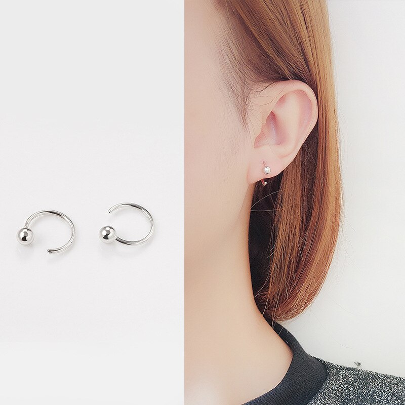 INZATT Plata de Ley 925 auténtica pendientes de aro de cuentas minimalistas para mujeres a la , , accesorios de joyería delicada,