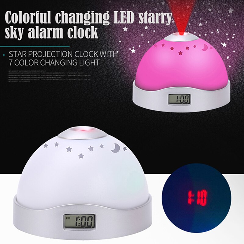 Projection Alarm Clock Digital Ceiling Display 180 Degree Projector Dimmer Radio Battery Backup Wall Time Projection: 7 color 10x6.5cm